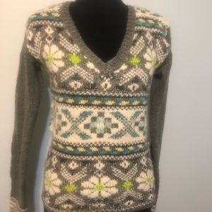 S Level Eight Wool Blend Sweater Lime Green Grey